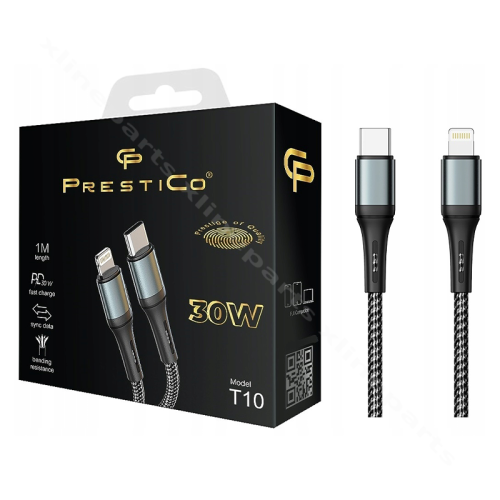 Cable Type-C to Lightning PrestiCo T10 1m black